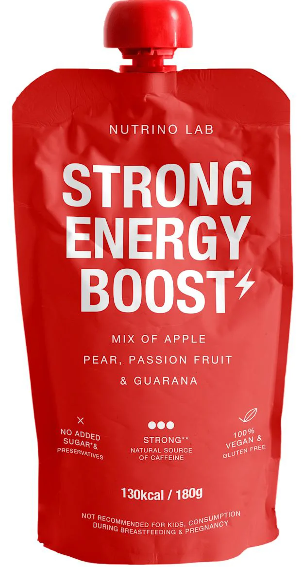 image for Piure Nutrino Lab "Strong Energy Boost" de mere, pere, fructul pasiunii si guarana, 180 g foto