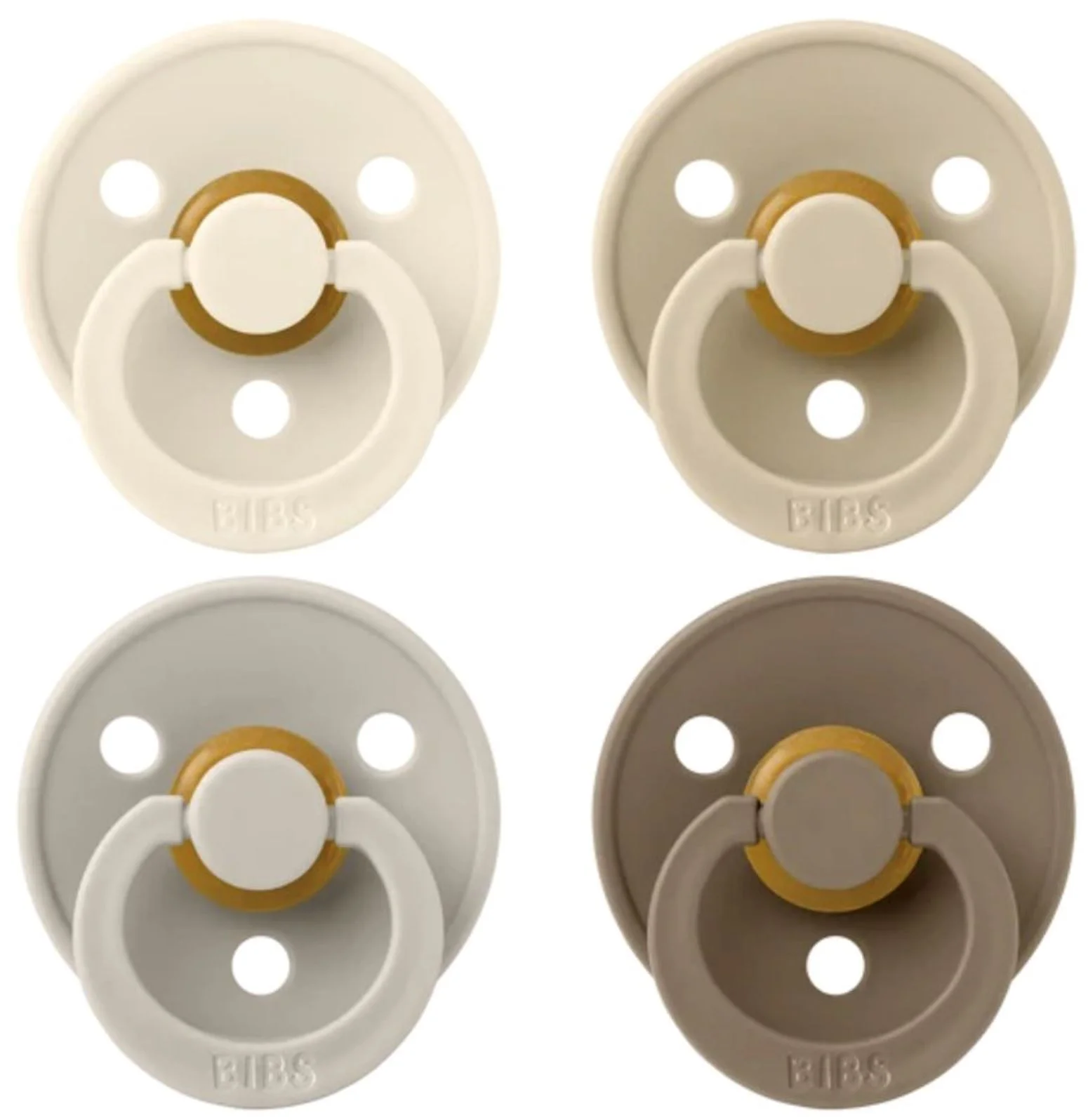 Set 4 suzete rotunde din latex BIBS Ivory/Sand/Vanilla/Dark Oak (6-18 luni) foto