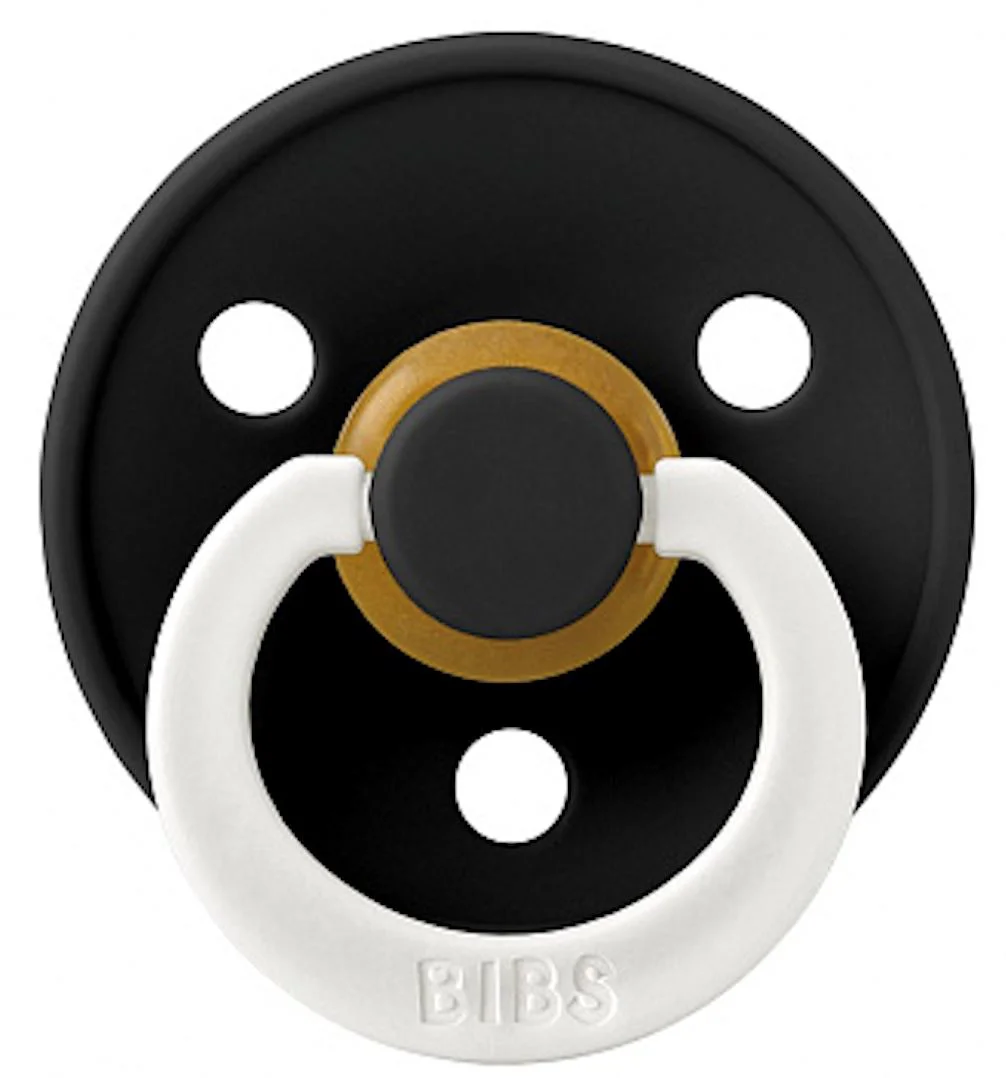 Suzeta rotunda din latex BIBS Glow Black (6-18 luni) foto