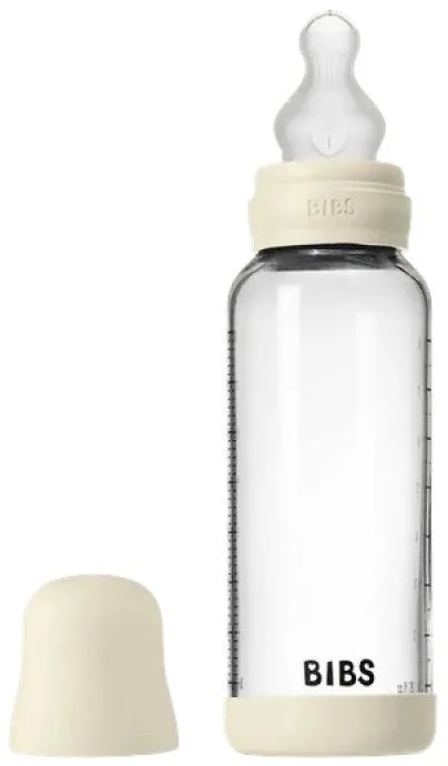 Biberon din sticla anticolici BIBS Ivory cu tetina din silicon 3+ luni, 240 ml foto