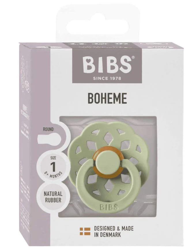 Suzeta rotunda din latex BIBS Boheme Sage (0-6 luni) - Ambalaj premium foto