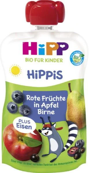 image for Piure HiPPiS Fructe rosii, mere si pere cu fier (12+ luni), 100 g foto