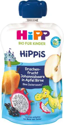image for Piure HiPPiS Fructul dragonului, coacaza negra, pere si mare (12+ luni), 100 g foto