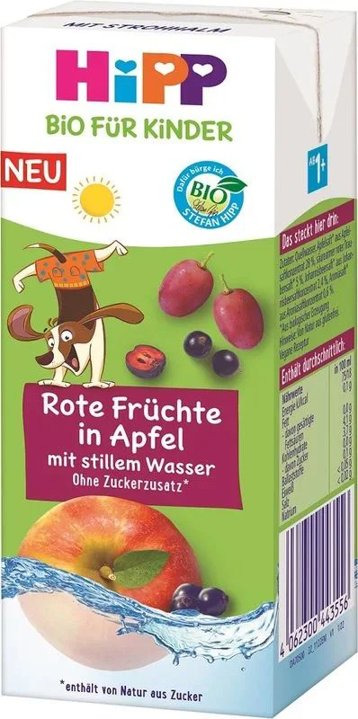 image for Suc bio HiPP cu mere, fructe rosii si apa plata (12+ luni), 200 ml foto