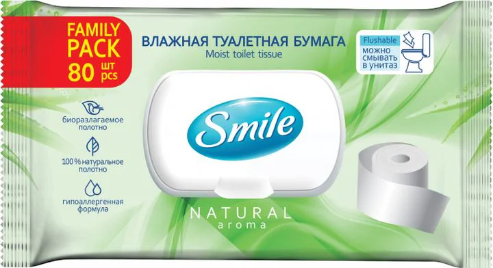 image for Hartie igienica umeda Smile Family, 80 buc. foto