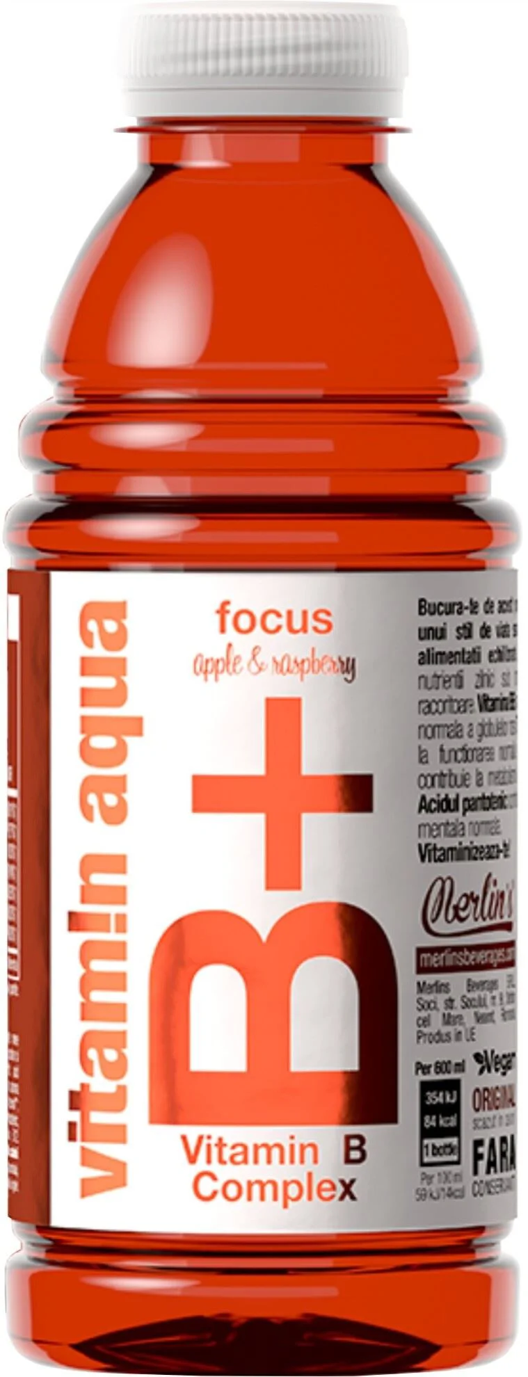 image for Bautura necarbogazoasa Merlin's vitamin aqua B+ apple & raspberry, 600 ml foto