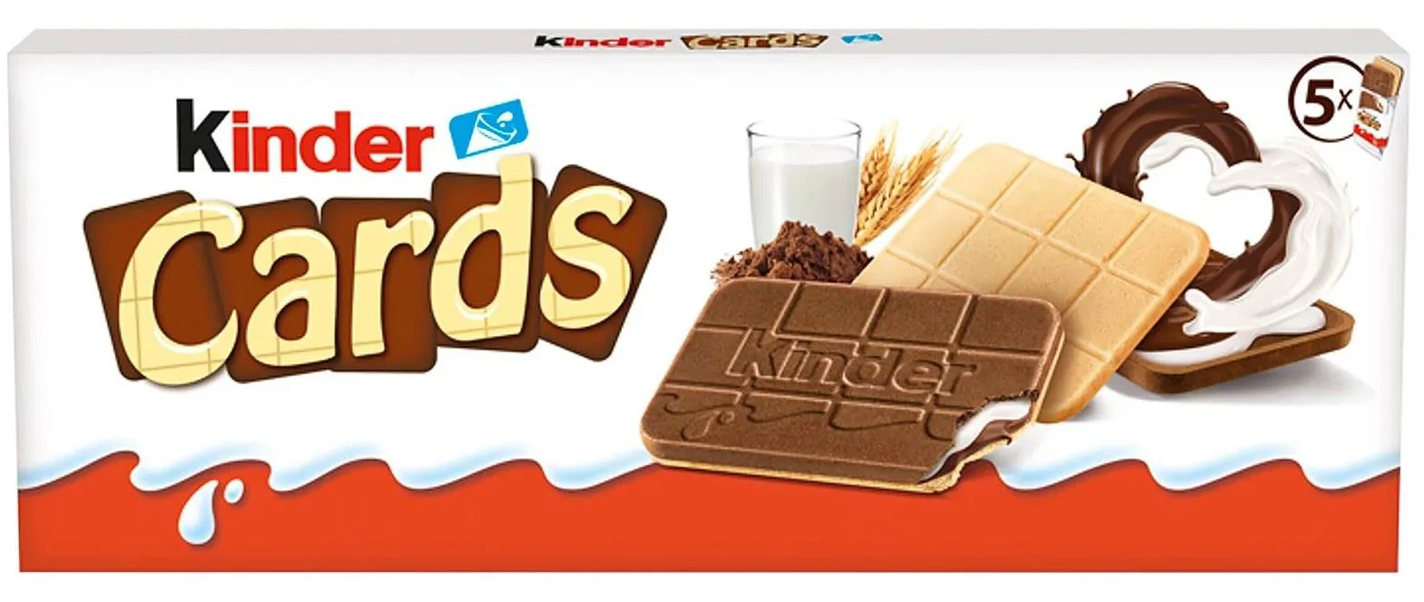image for Печенье с начинкой из молока и какао Kinder Cards, 128 г foto