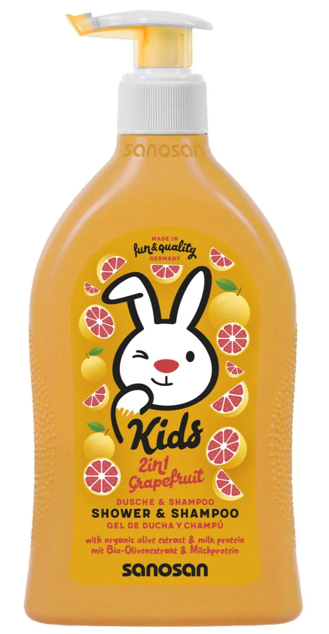 image for Gel de dus si sampon 2 in 1 Sanosan Kids cu aroma de grapefruit, 400 ml foto