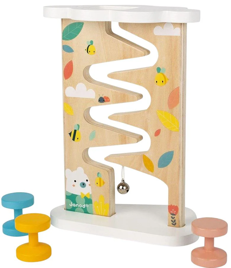 image for Set de joaca din lemn Janod Pastel Bee & Bear Ball Track foto
