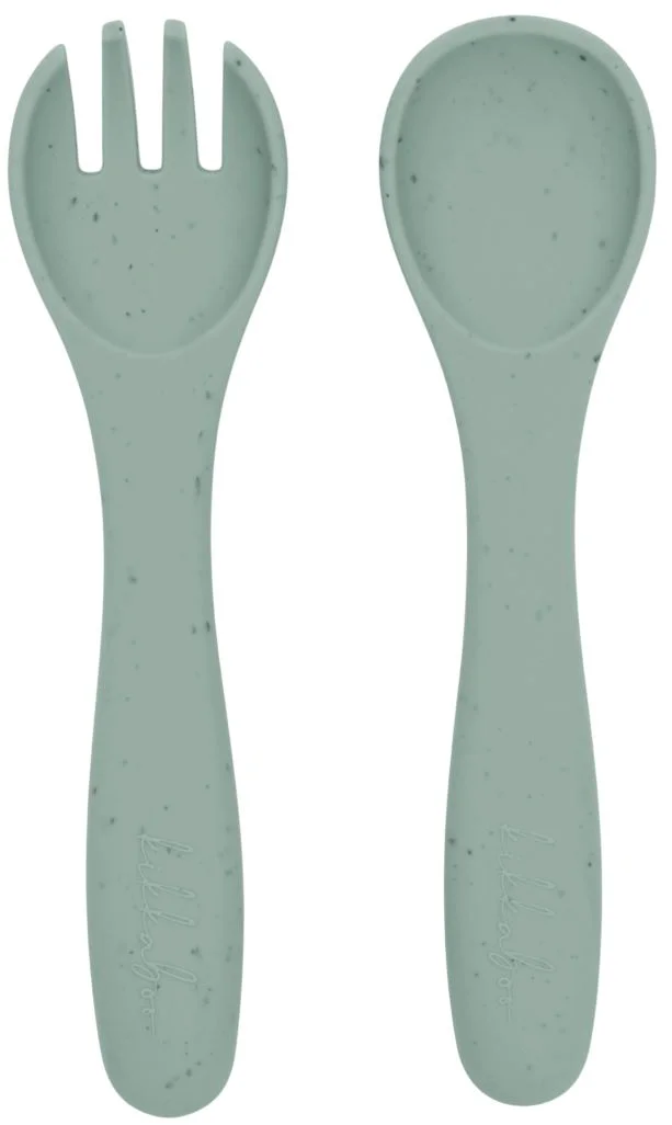 image for Set furculita si lingurita KikkaBoo Platinum Silicone Sage foto