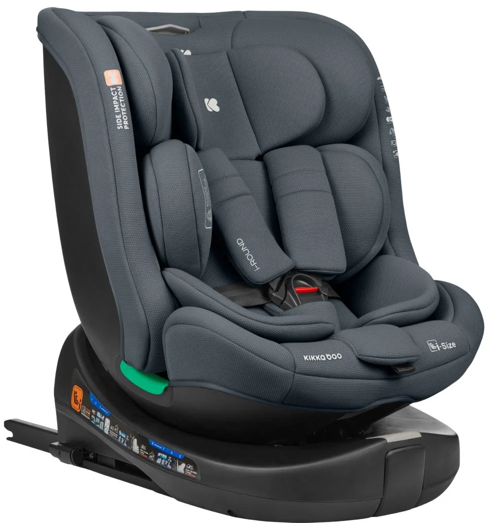 Scaun auto cu isofix i-Size KikkaBoo i-Round Dark Grey, 40-150 cm foto