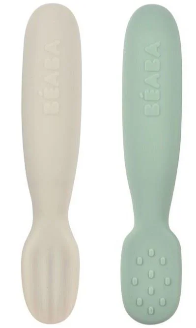 image for Набор силиконовых ложечек Beaba Sage Green/Velvet Grey, 2 шт. foto