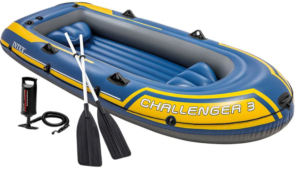 Надувная лодка Intex Challenger 3 с вёслами и насосом, 295×137×43 см, до 320 кг foto