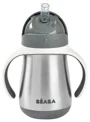 Cana din inox cu pai Beaba Mineral Grey, 250 ml foto