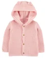 Carter's Cardigan cu nasturi si gluga Solid Pink foto