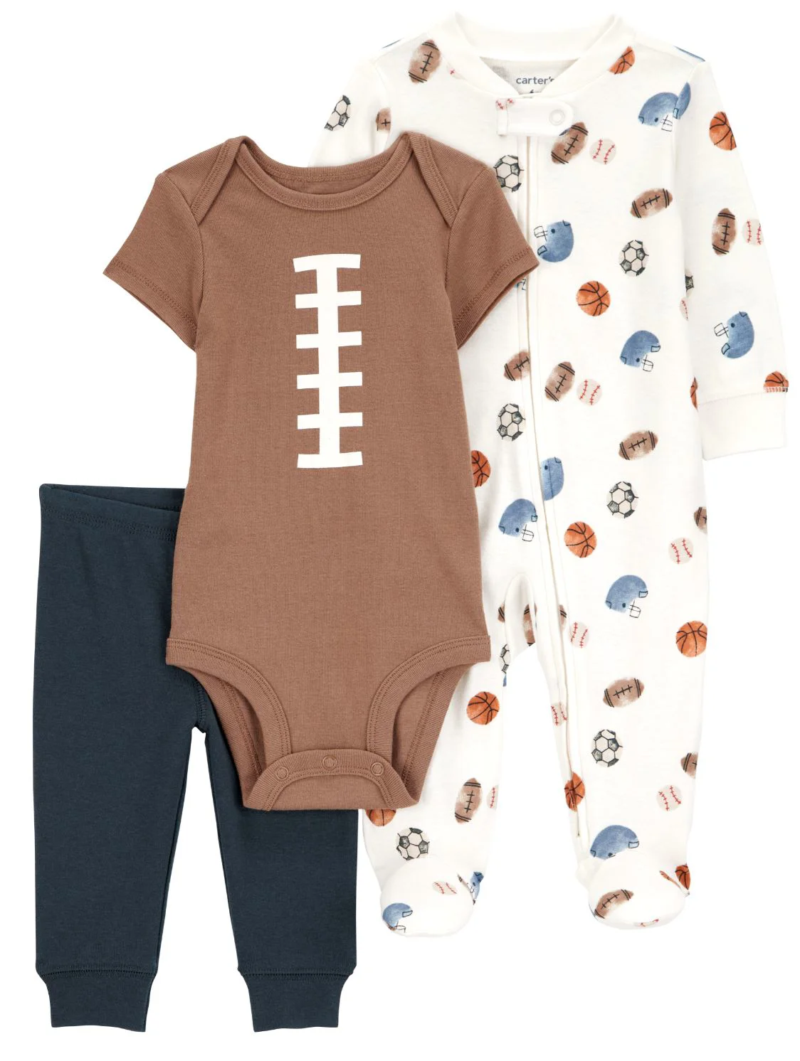 Carter's Set 3 piese Pantaloni, body si pijama Football foto