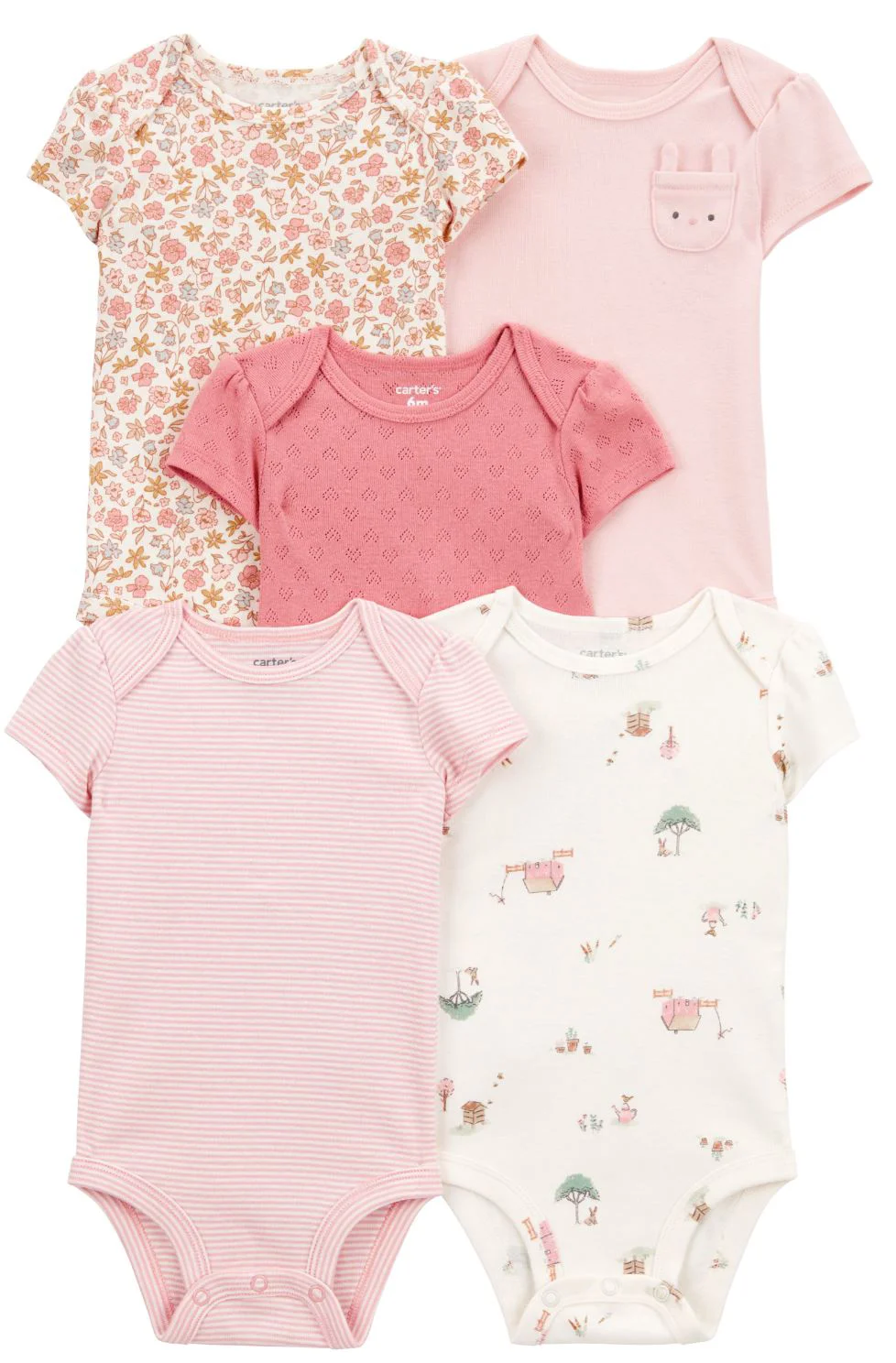 image for Carter's Set 5 piese body Pink Bunny Floral foto