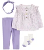Carter's Set 4 piese Purple-Ditsy Floral - pantaloni, bluza, caciulita si sosete foto