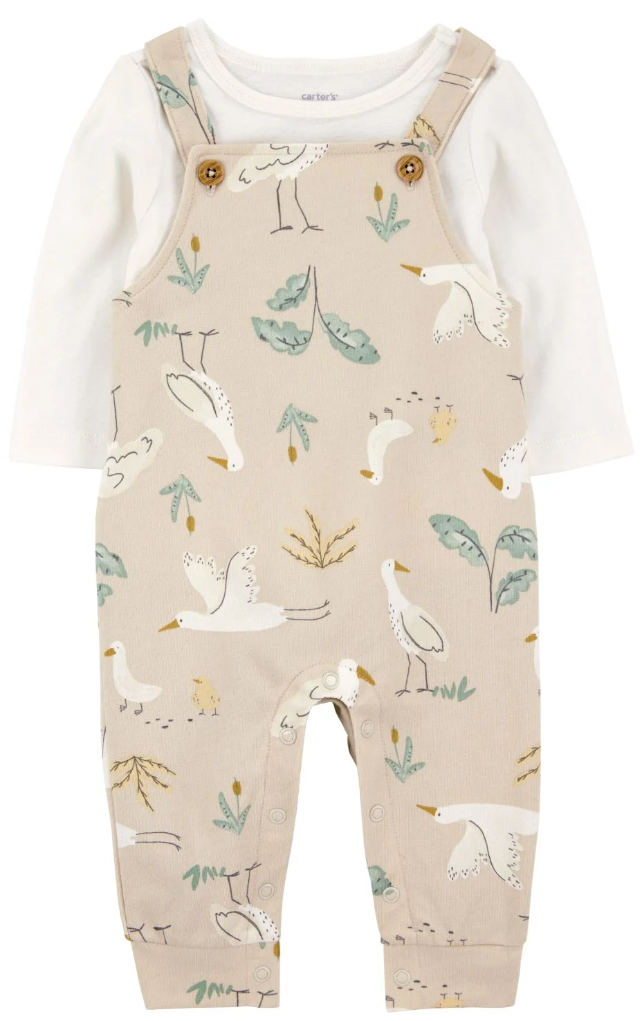 Carter's Set 2 piese Bluzita si salopeta Khaki Bird Print foto