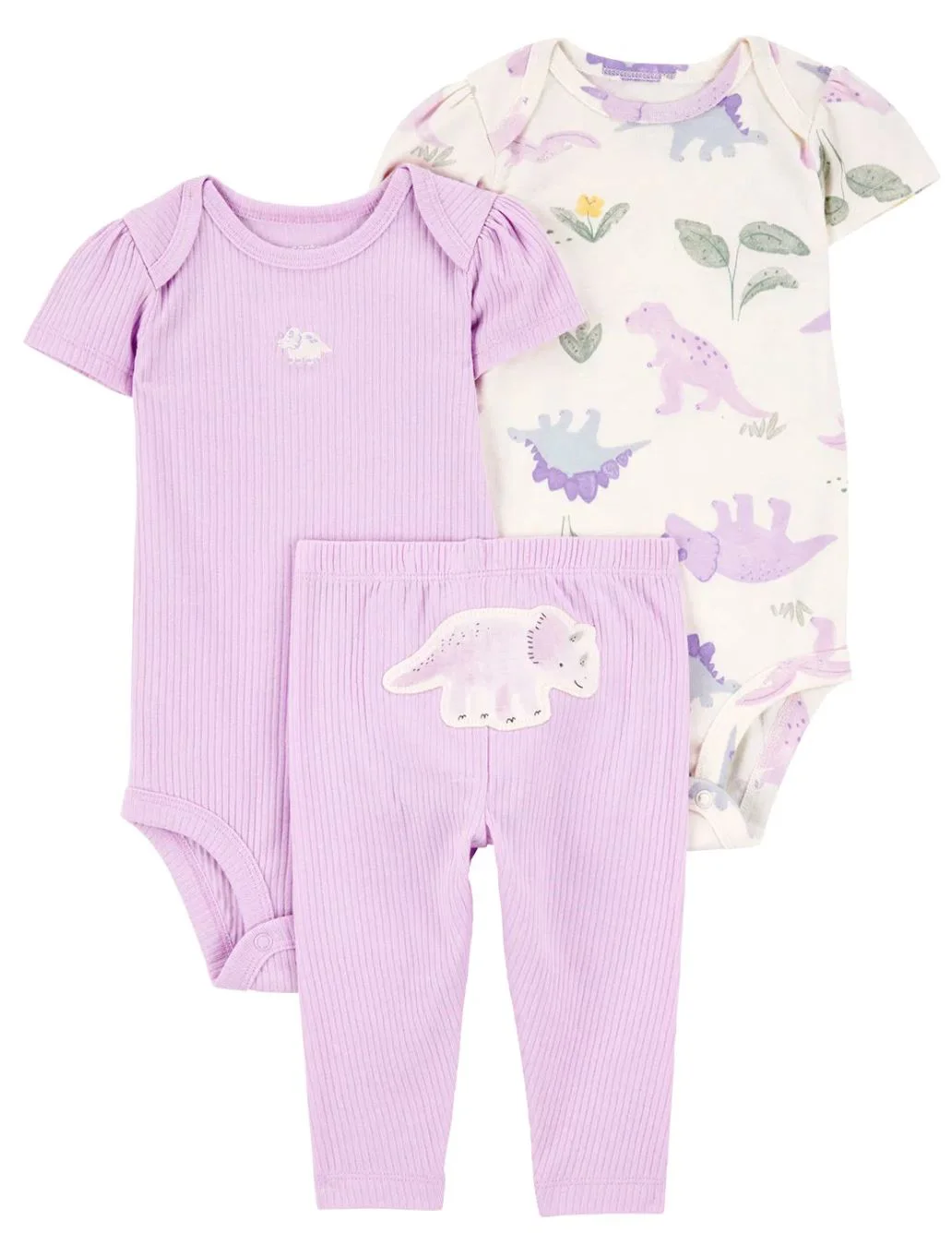 Carter's Set 3 piese Purple Dino - Pantaloni si 2 body foto