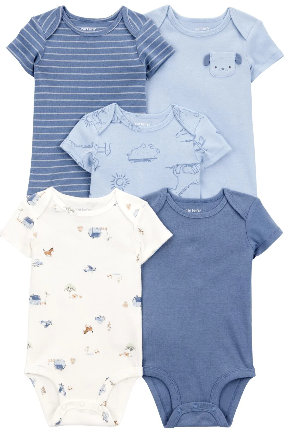 image for Carter's Set 5 piese body Blue Stripe Print foto