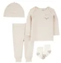 Carter's Set 4 piese - Khaki Stripe Novelty Pantaloni, bluza, caciulita si sosete foto