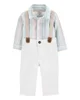 Carter's Set 3 piese Striped Polo - Body tip camasa, pantaloni si bretele