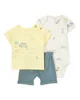 Carter's Set 3 piese Body, tricou si pantaloni scurti Yellow Graphic foto