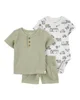Carter's Set 3 piese Body, tricou si pantaloni scurti Olive Thermal foto