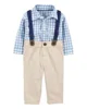 Carter's Set 3 piese Blue Gingham - Body tip camasa, pantaloni si bretele foto