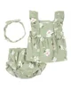 Carter's Комплект 3 в 1 Топ, шорты и повязка на голову Green Floral