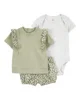 Carter's Set 3 piese Body, tricou si pantaloni scurti Green Ditsy Floral foto