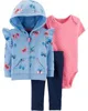 Carter's Set 3 piese Flowers - Hanorac, body si pantaloni foto