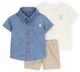 Carter's Set 3 piese Chambray - Camasa, tricou si pantaloni scurti foto