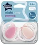Suzete ortodontice din silicon de noapte Tommee Tippee Roz (0-6 luni), 2 buc. foto