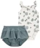 Carter's Set 2 piese Ivory Green Floral - body si chilotel foto