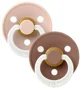 Set 2 suzete rotunde din latex fosforescente BIBS Colour Glow Blush/Woodchuck (0-6 luni) foto