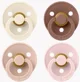 Set 4 suzete rotunde din latex BIBS Ivory/Blush/Woodchuck/Blossom (0-6 luni) foto