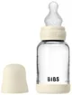 Стеклянная антиколиковая бутылочка BIBS Ivory с силиконовой соской 0+ мес, 120 мл foto