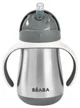 Cana din inox cu pai Beaba Mineral Grey, 250 ml foto