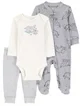 Carter's Set 3 piese Pantaloni, body si pijama Green Koala foto