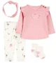 Carter's Set 4 piese Home Grown Pink - pantaloni, bluza, caciulita si sosete foto