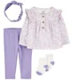 Carter's Set 4 piese Purple-Ditsy Floral - pantaloni, bluza, caciulita si sosete foto