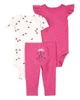 Carter's Set 3 piese Dark Pink Ladybug - Pantaloni si 2 body foto
