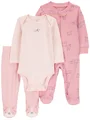 Carter's Set 3 piese Pink Stripe Dog Print - Pantaloni, body si pijama foto