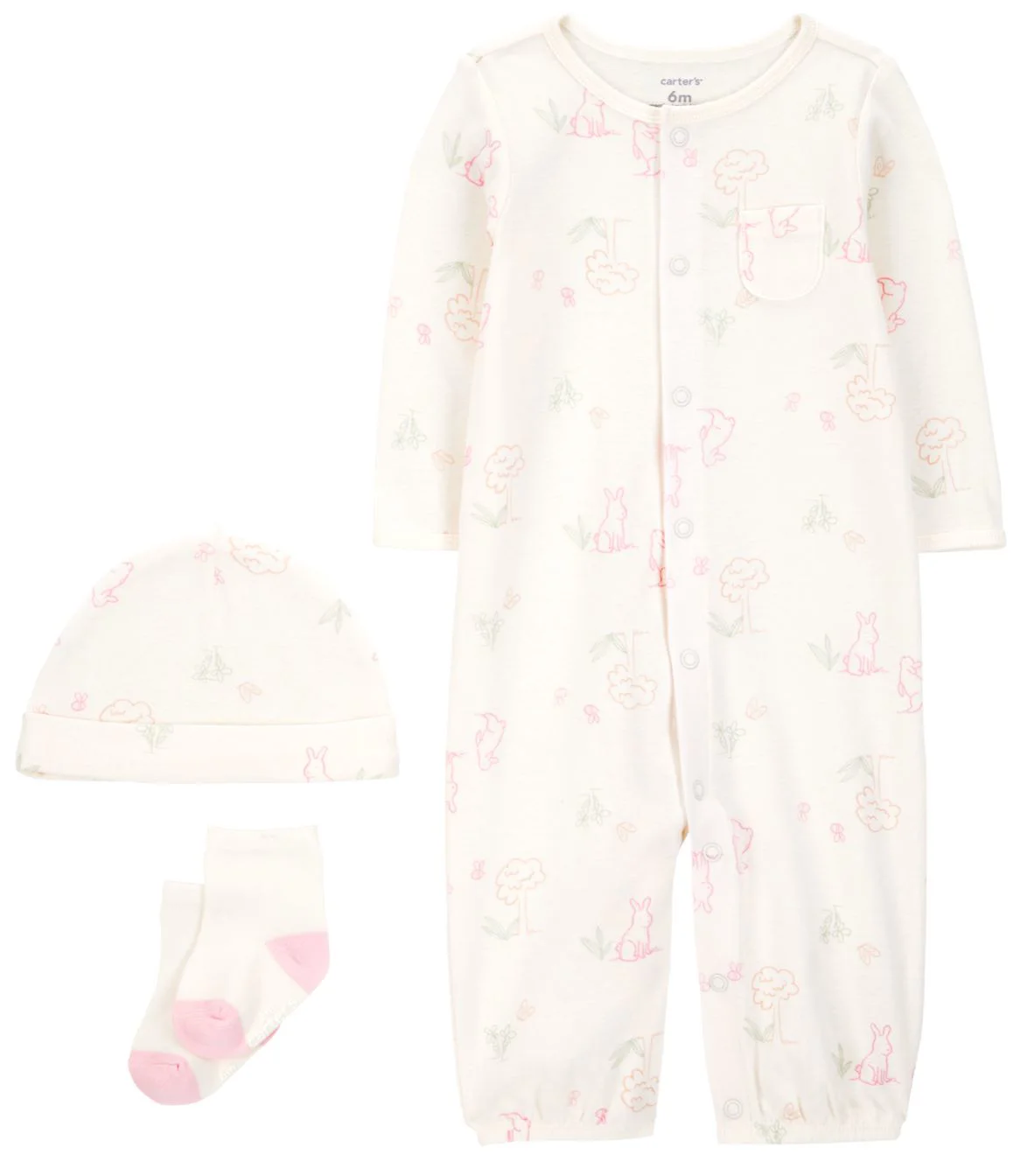 Carter's Set 3 piese Bunny - Pijama transformabila, caciulita si sosete foto
