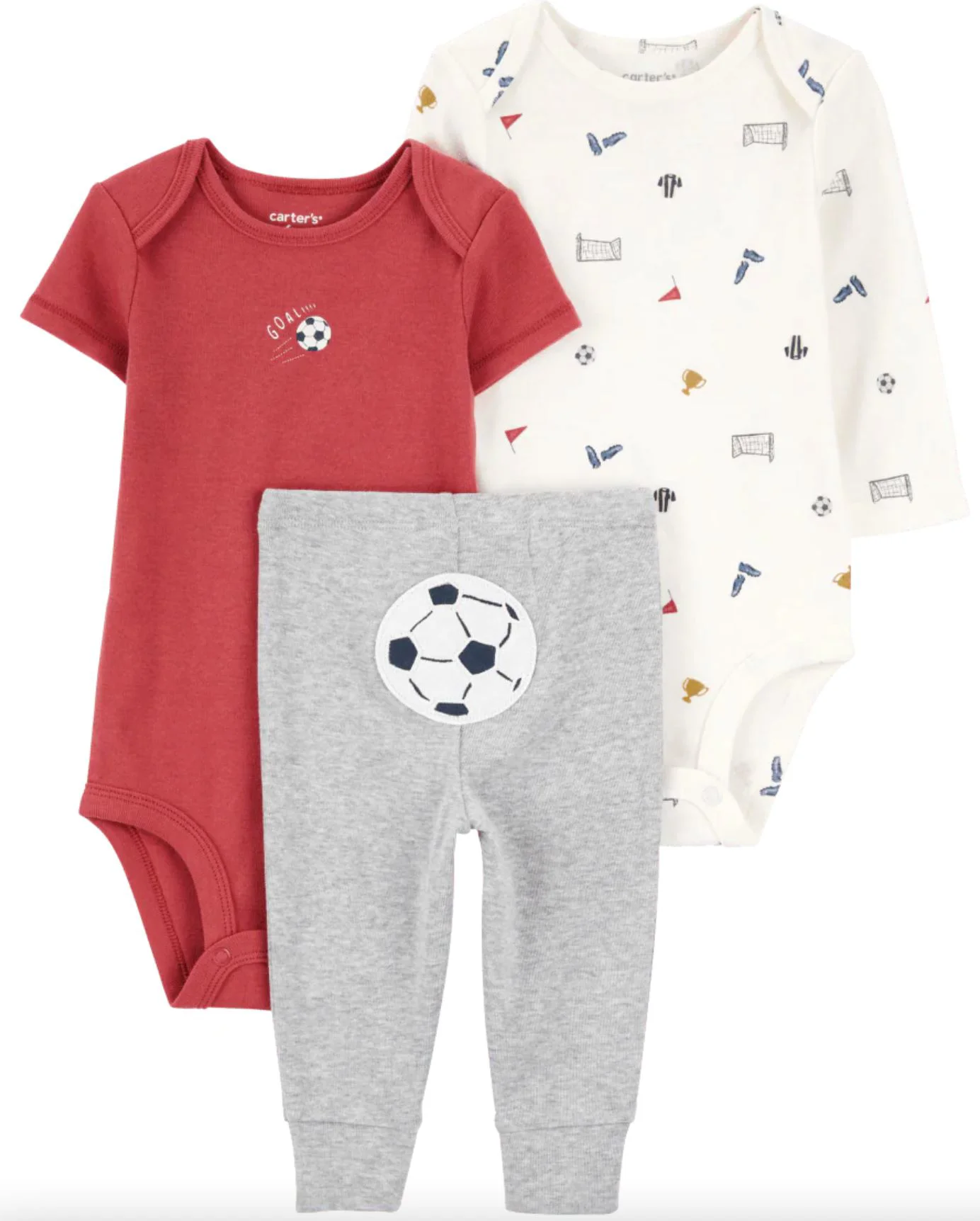 Carter's Set 3 piese Red Soccer - Pantaloni si 2 body foto