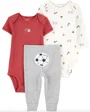 Carter's Set 3 piese Red Soccer - Pantaloni si 2 body foto