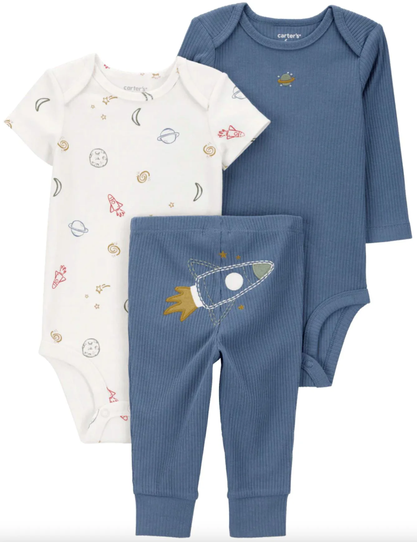 Carter's Set 3 piese Navy Space Ship - Pantaloni si 2 body foto
