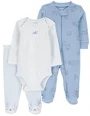 Carter's Set 3 piese Blue Stripe Dog Print - Pantaloni, body si pijama foto